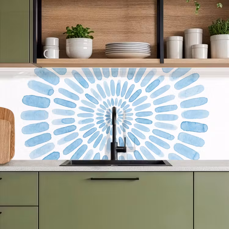 Kitchen splashback - Abstract - Shapes - Art - Watercolor - Blue — 8
