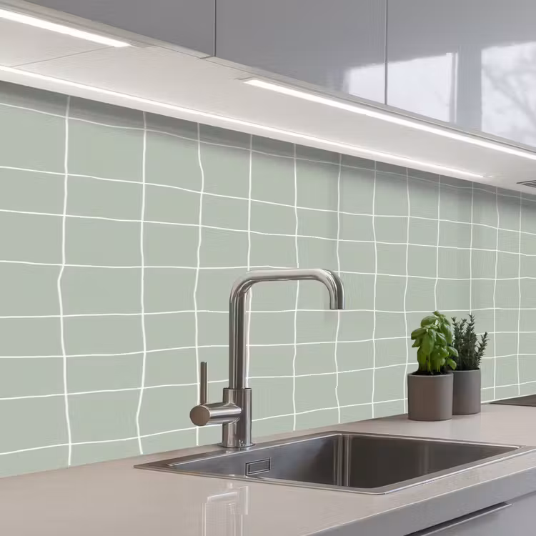 Kitchen splashback - Checkered pattern - Wavy - Green — 2