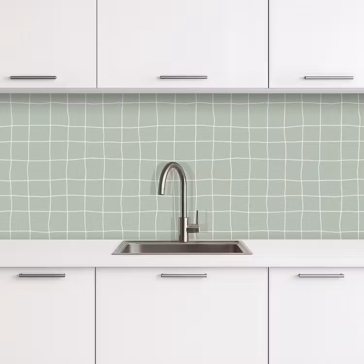 Kitchen splashback - Checkered pattern - Wavy - Green — 4