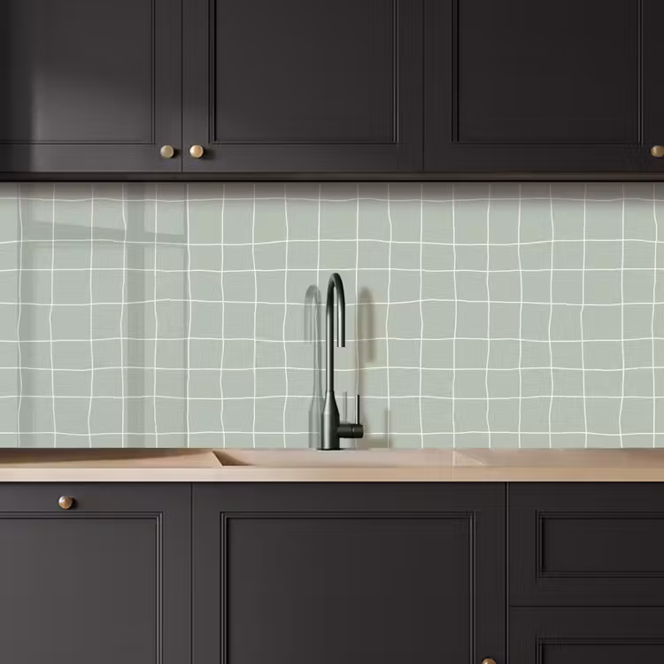 Kitchen splashback - Checkered pattern - Wavy - Green — 6