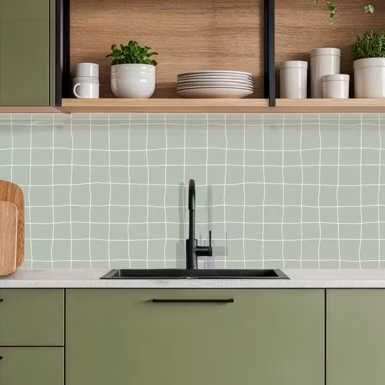 Kitchen splashback - Checkered pattern - Wavy - Green — 8