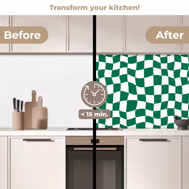 Kitchen splashback - Chess board - Wavy - Green — 3