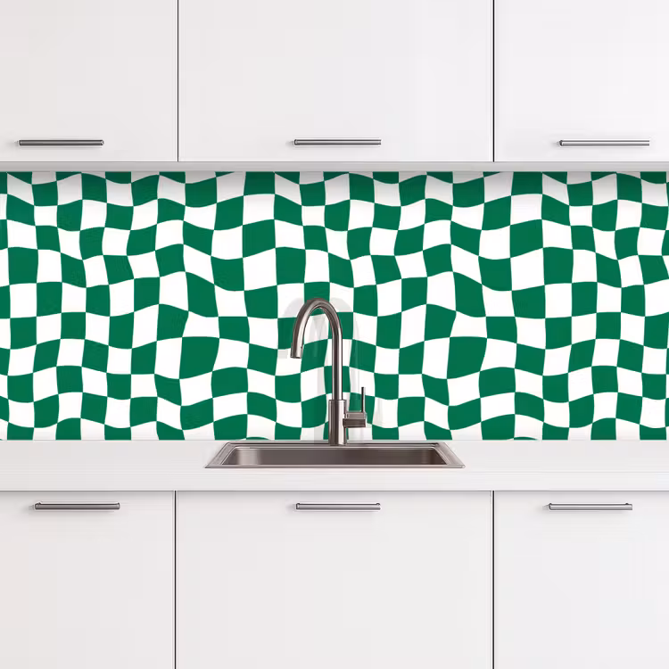 Kitchen splashback - Chess board - Wavy - Green — 4
