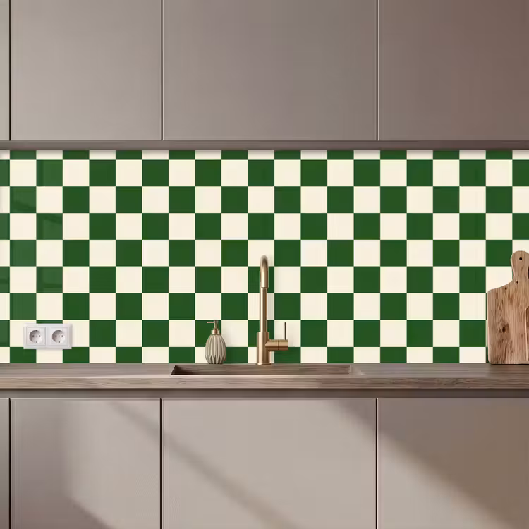 Kitchen splashback - Chessboard - Pattern - Green — 1