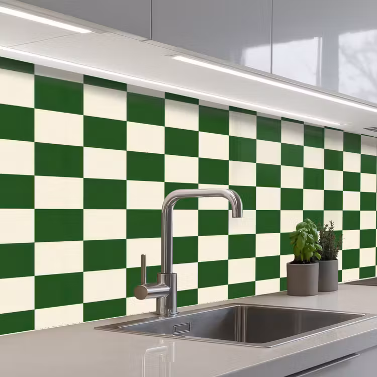 Kitchen splashback - Chessboard - Pattern - Green — 2