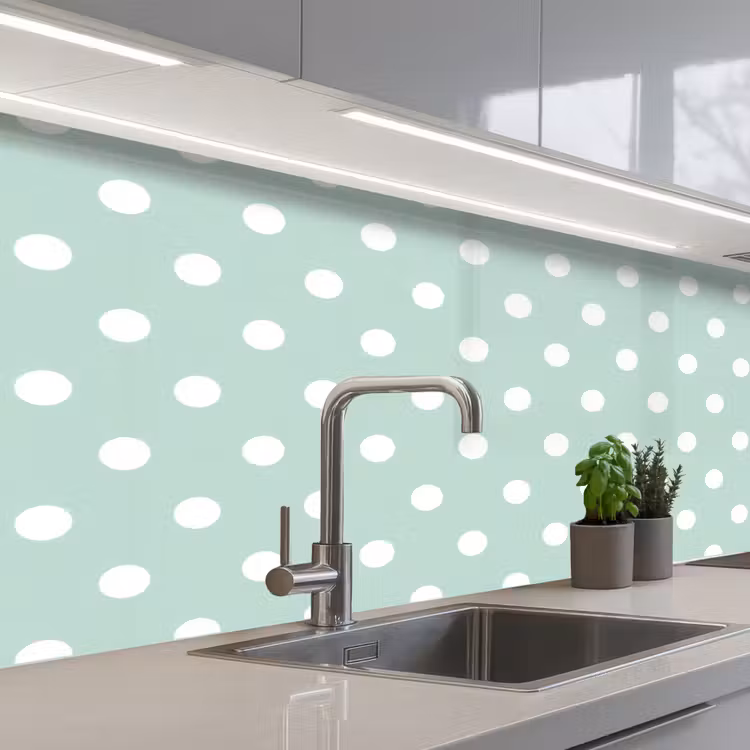 Kitchen splashback - Classic - Polka - Green — 2