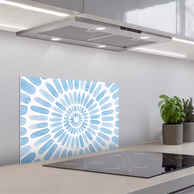 Kitchen splashback for hob - Abstract - Shapes - Art - Watercolor - Blue — 1