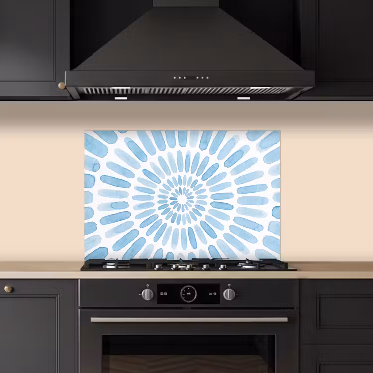 Kitchen splashback for hob - Abstract - Shapes - Art - Watercolor - Blue — 5