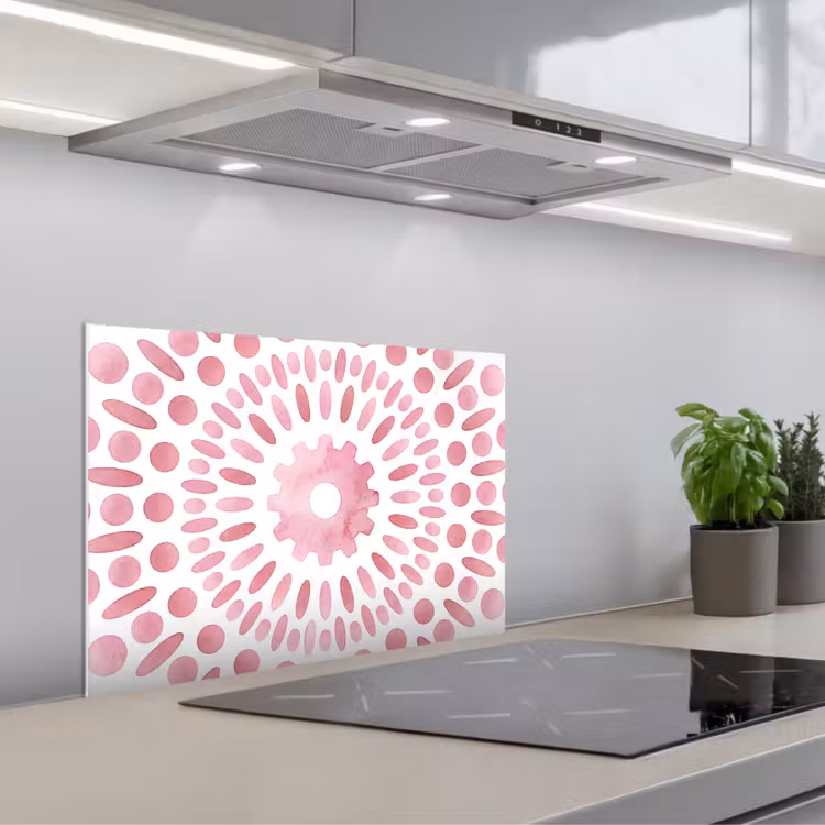 Kitchen splashback for hob - Abstract - Shapes - Pattern - Watercolor - Pink — 1