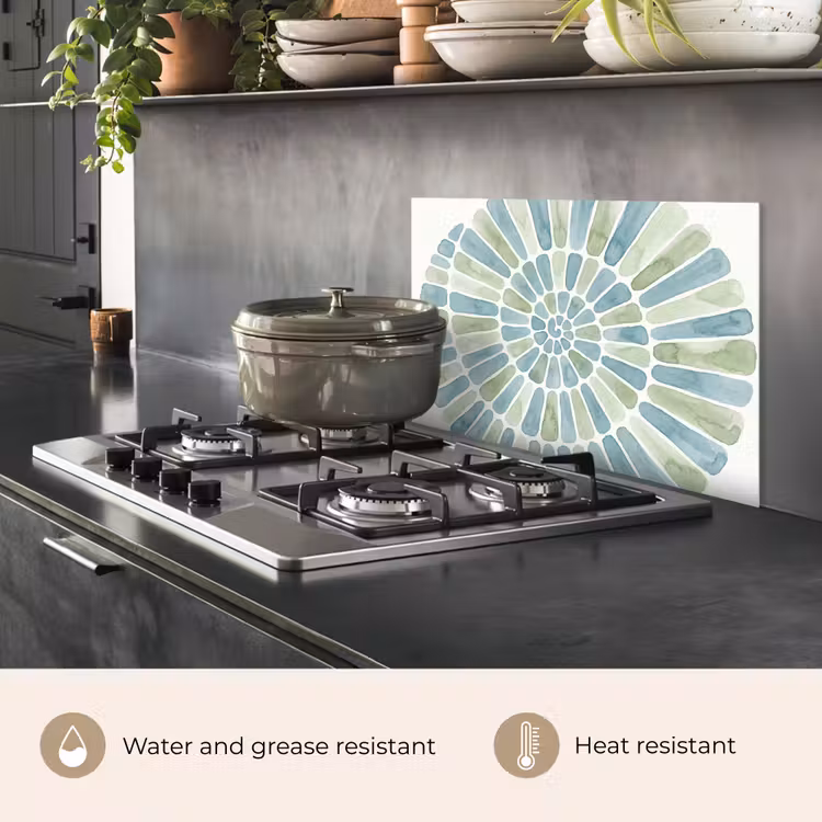Kitchen splashback for hob - Abstract - Spiral - Pattern - Modern - Blue-Green — 2