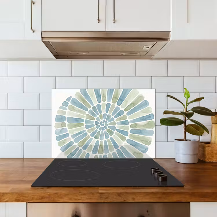 Kitchen splashback for hob - Abstract - Spiral - Pattern - Modern - Blue-Green — 3