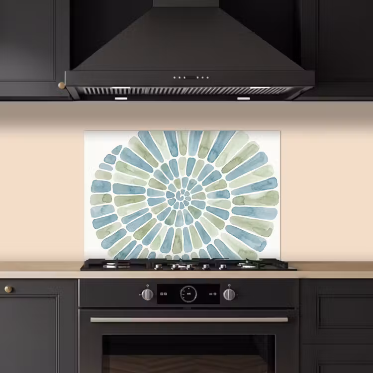 Kitchen splashback for hob - Abstract - Spiral - Pattern - Modern - Blue-Green — 5