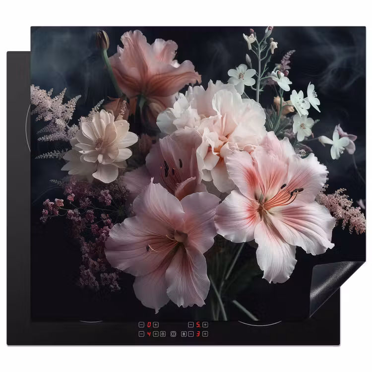 Induction hob cover - Flowers - Pink - Vapor - Plants — 1