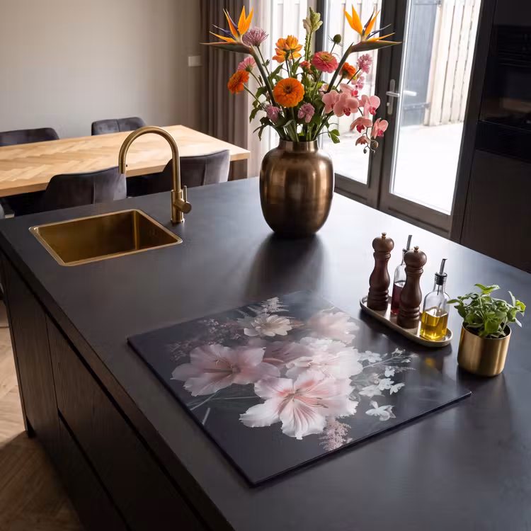 Induction hob cover - Flowers - Pink - Vapor - Plants — 2