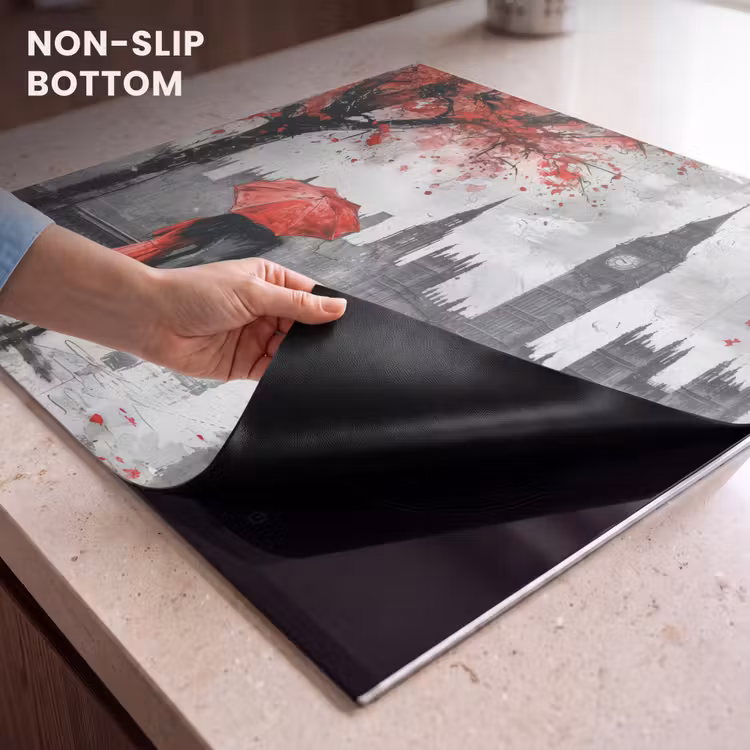 Induction hob cover - London - Red - Black - Couple - Romantic — 5