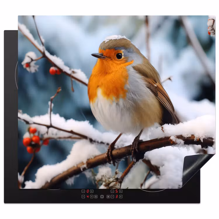 Induction hob cover - Robin - Winter - Snow - Bird - Nature — 1