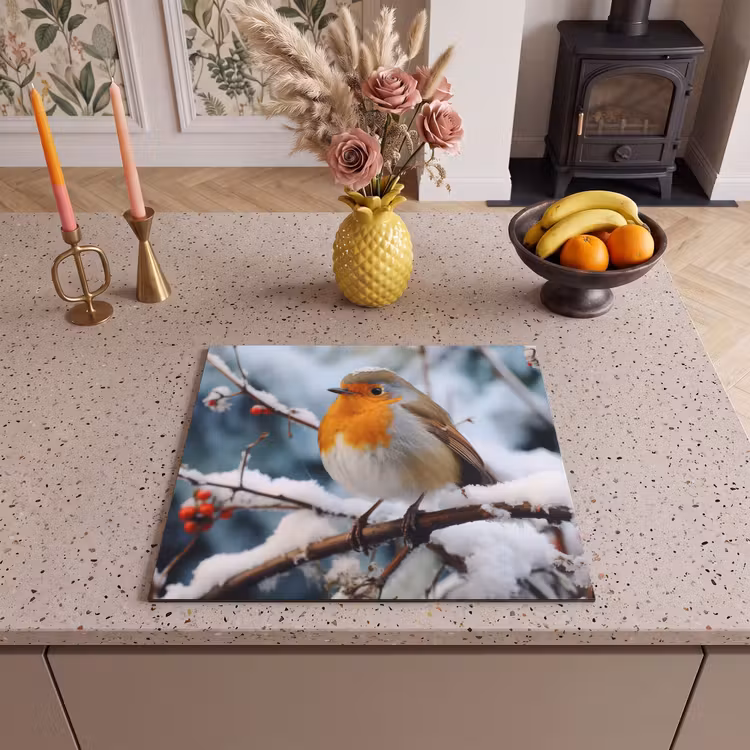 Induction hob cover - Robin - Winter - Snow - Bird - Nature — 3