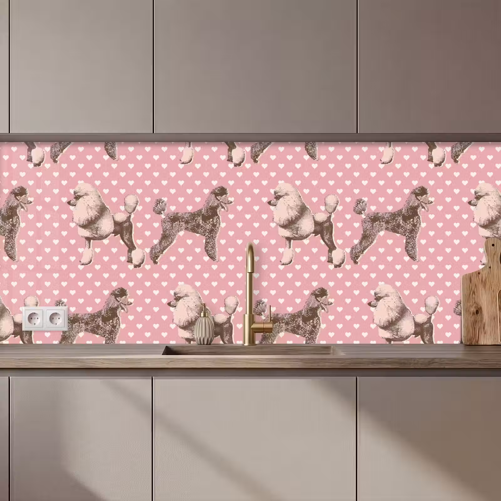 Kitchen splashback - Heart - Poodle - Pattern — 1