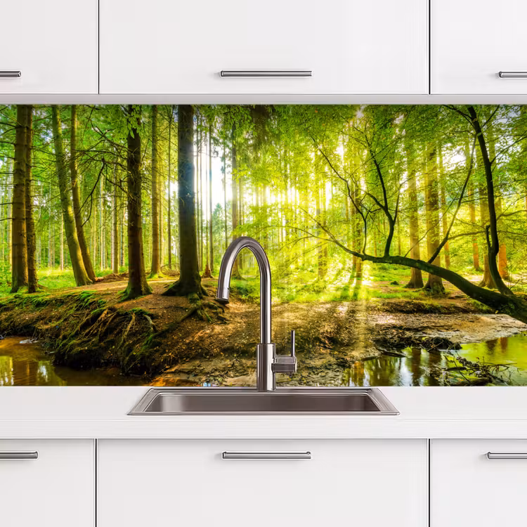 Kitchen splashback - Forest - Landscape - Water - Trees - Sun - Green - Nature — 3