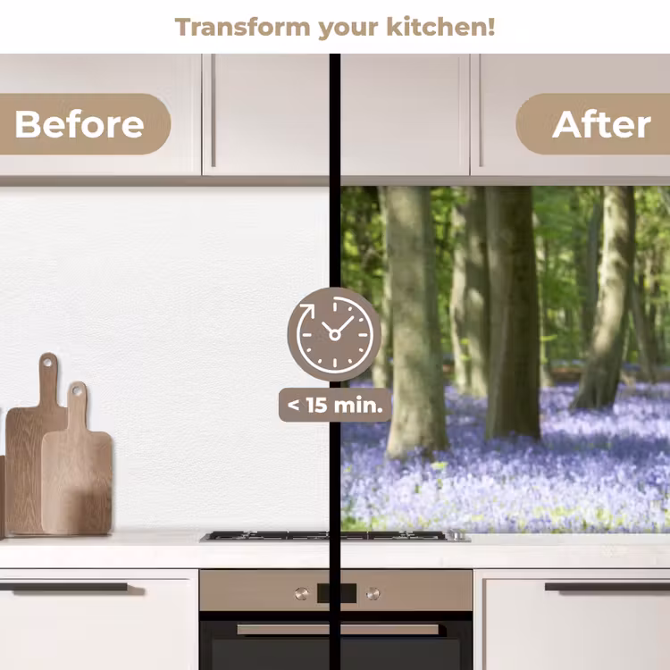 Kitchen splashback - Forest - Path - Flowers - Purple - Green - Nature — 2