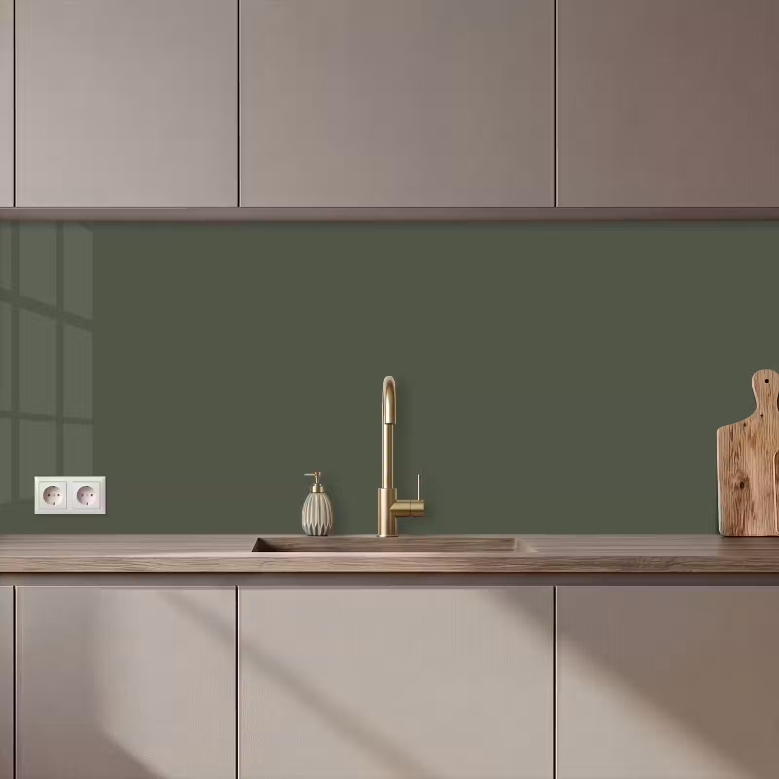 Kitchen splashback - Green - Solid color - Olive green — 1