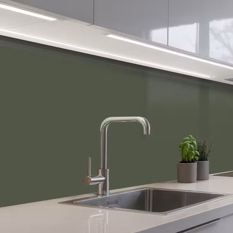 Kitchen splashback - Green - Solid color - Olive green — 2