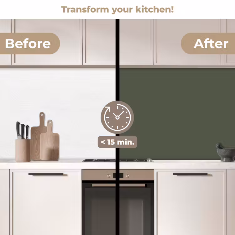 Kitchen splashback - Green - Solid color - Olive green — 3