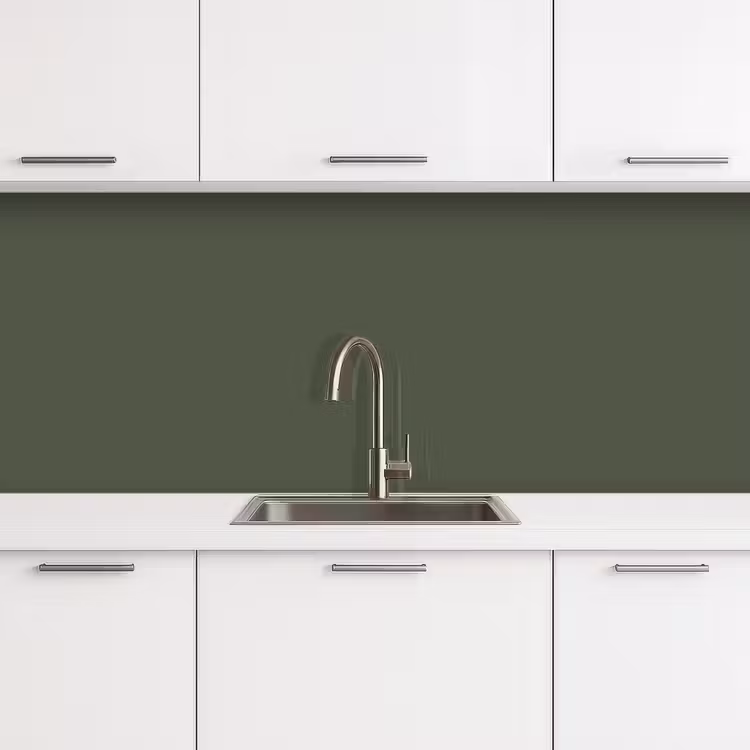 Kitchen splashback - Green - Solid color - Olive green — 4