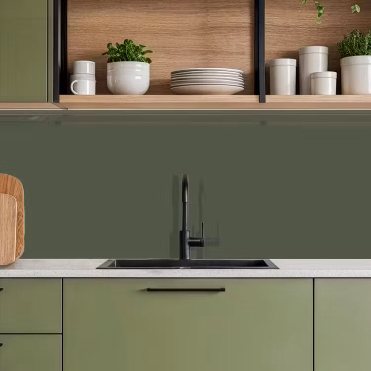Kitchen splashback - Green - Solid color - Olive green — 8