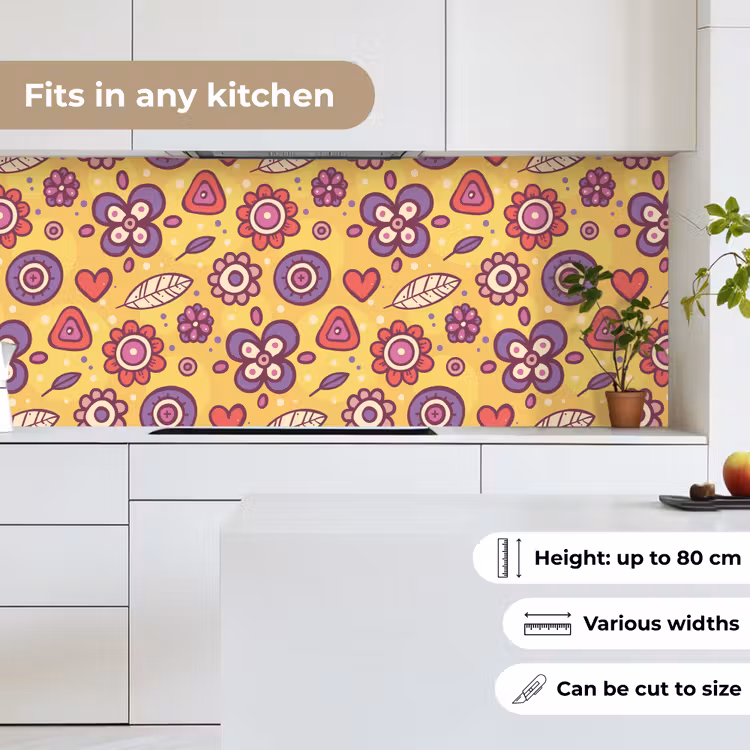 Kitchen splashback - Pattern - Flowers - Purple - Orange — 7