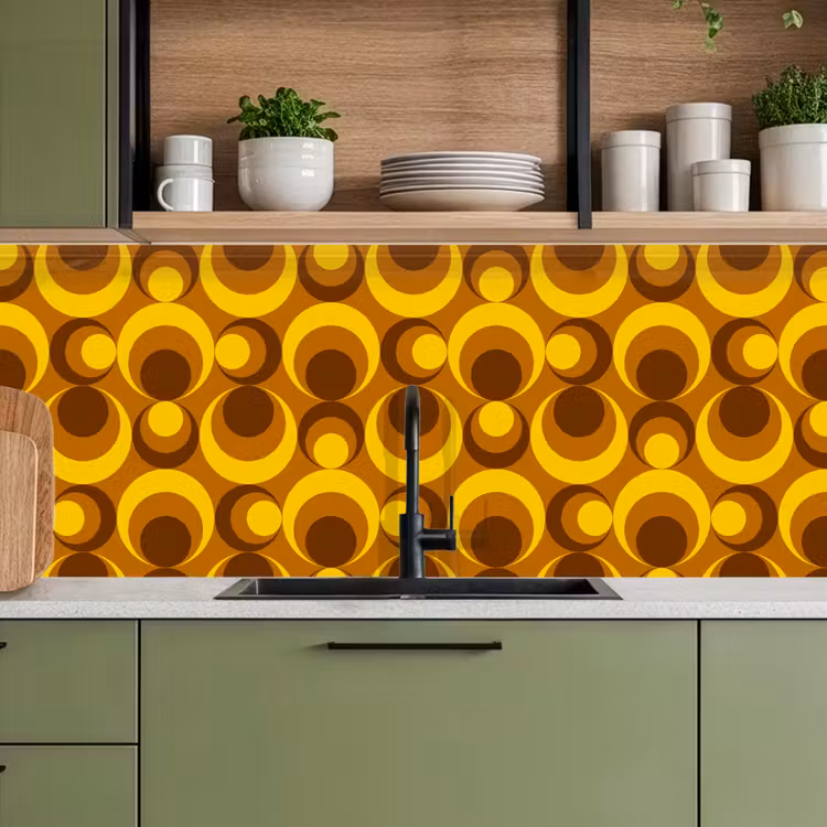 Kitchen splashback - Patterns - Retro - Brown - Yellow — 8