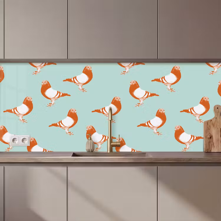 Kitchen splashback - Pigeon - Bird - Pattern — 1