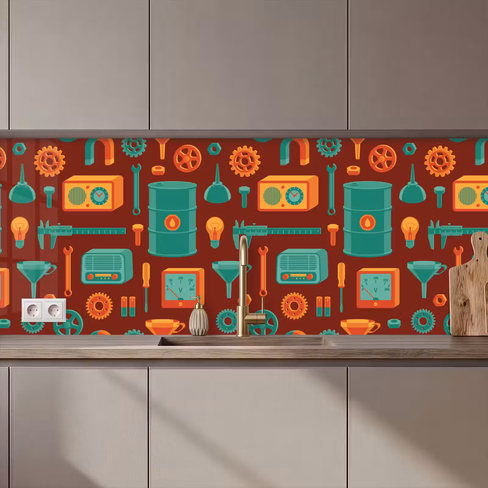Kitchen splashback - Pattern - Retro - Tools — 1