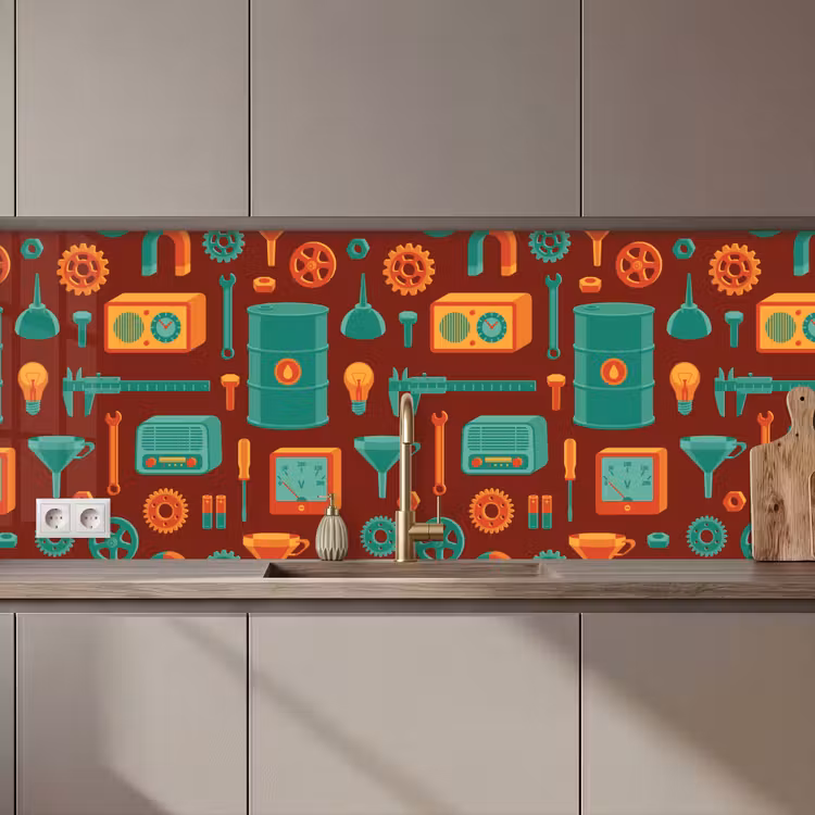 Kitchen splashback - Pattern - Retro - Tools — 1