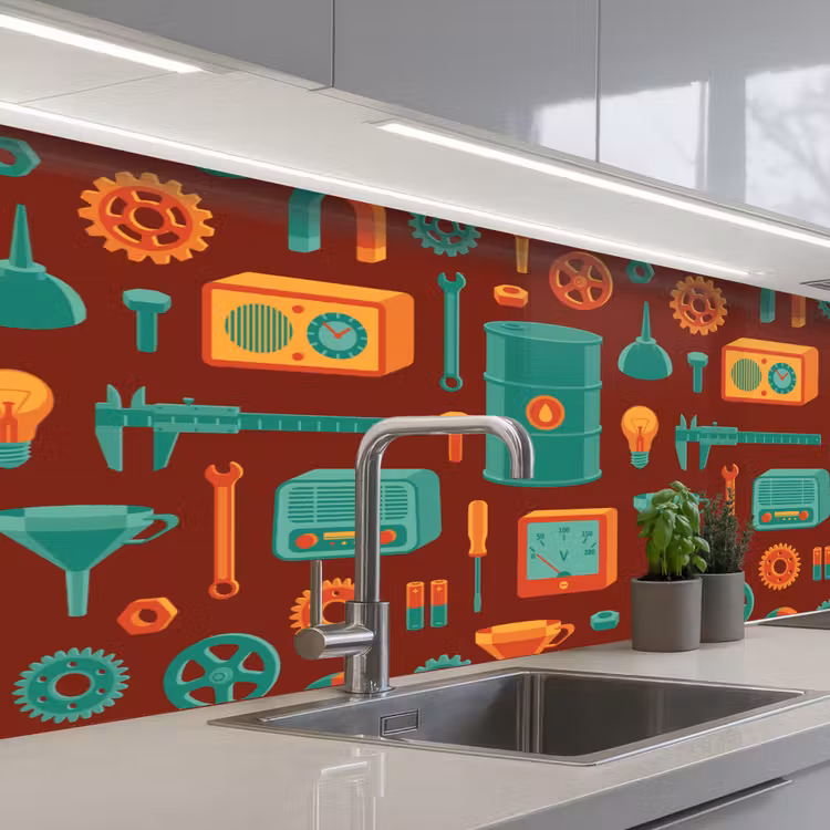 Kitchen splashback - Pattern - Retro - Tools — 2