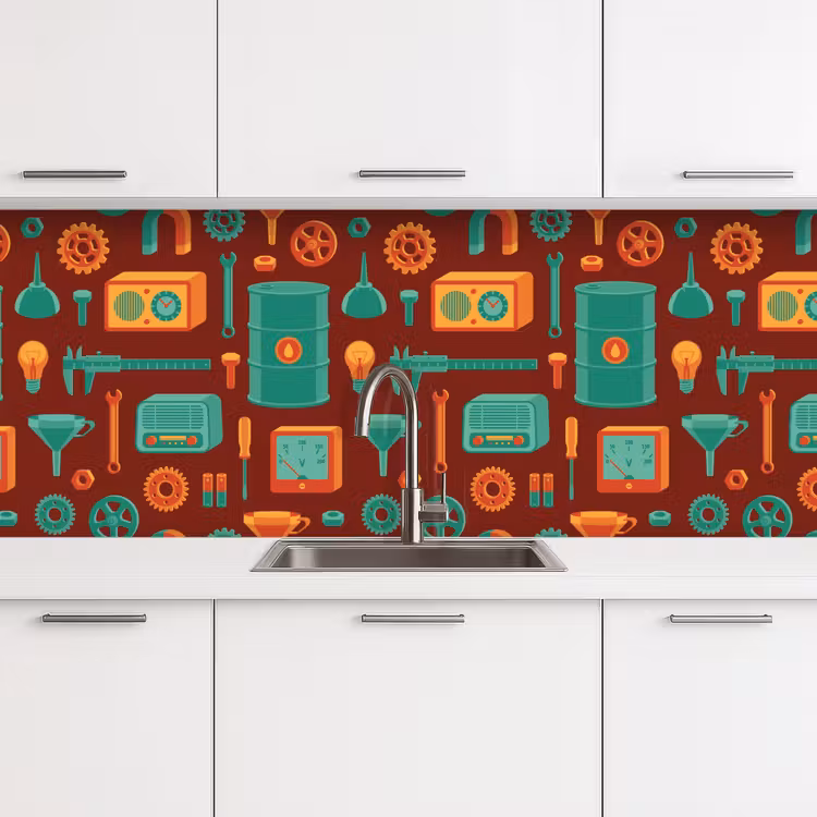 Kitchen splashback - Pattern - Retro - Tools — 4