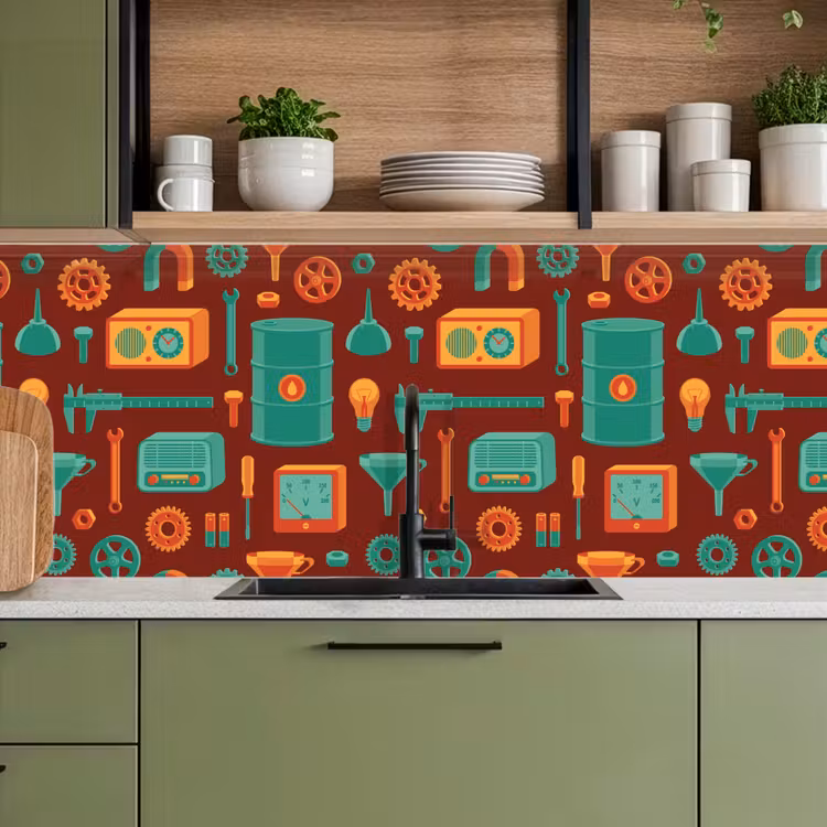 Kitchen splashback - Pattern - Retro - Tools — 8