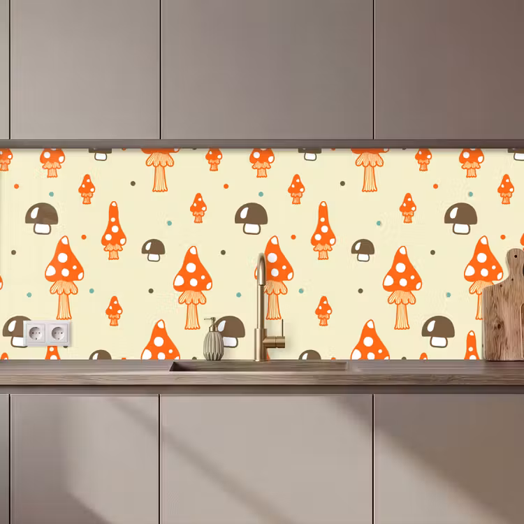 Kitchen splashback - Patterns - Mushroom - Orange — 1
