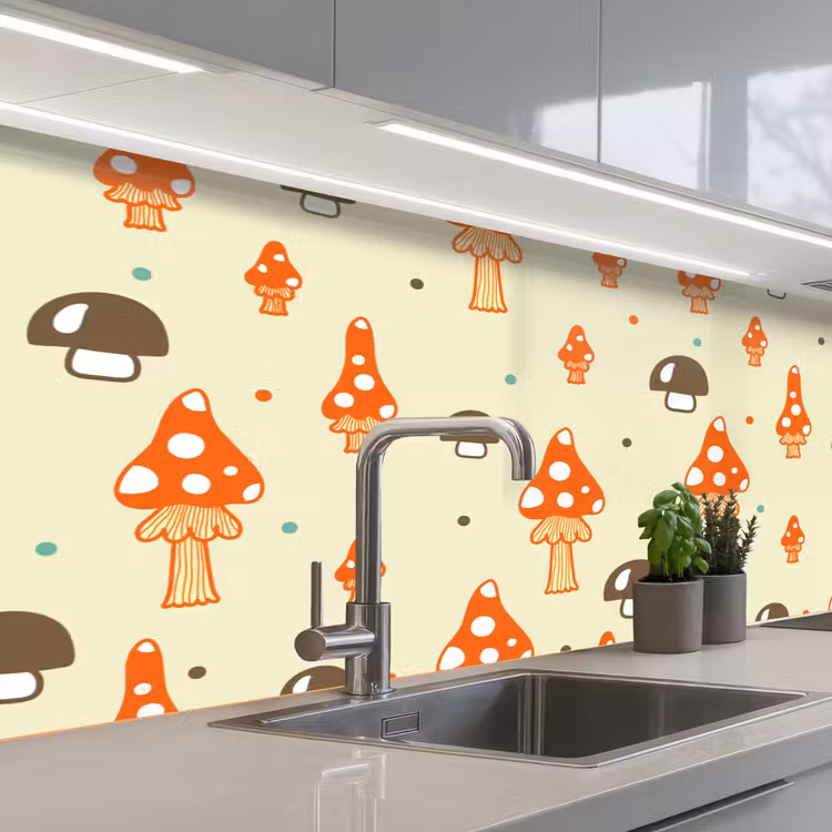 Kitchen splashback - Patterns - Mushroom - Orange — 2
