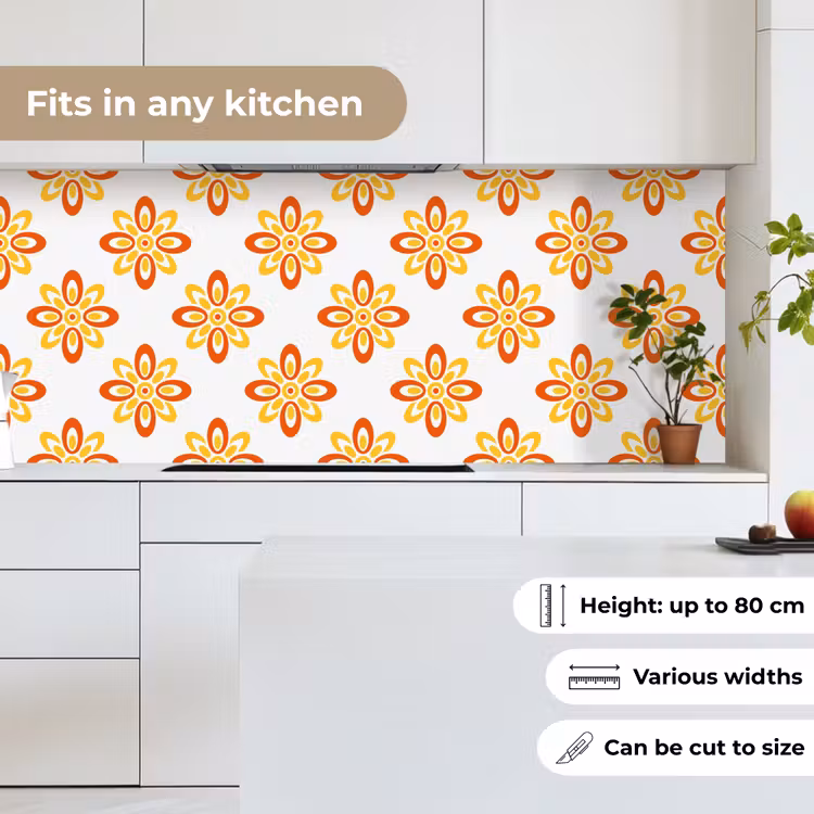 Kitchen splashback - Pattern - 70s - Flowers - Orange — 7