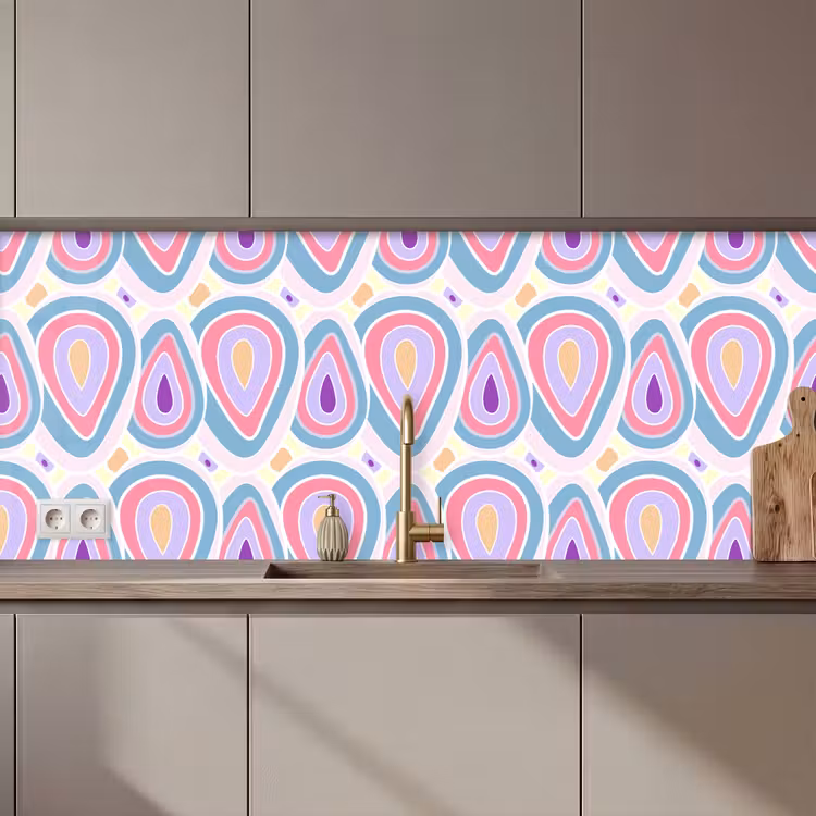 Kitchen splashback - Pattern - Agate - Retro - Purple — 1