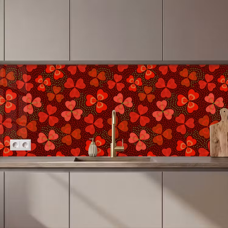 Kitchen splashback - Pattern - Clover - Red — 1
