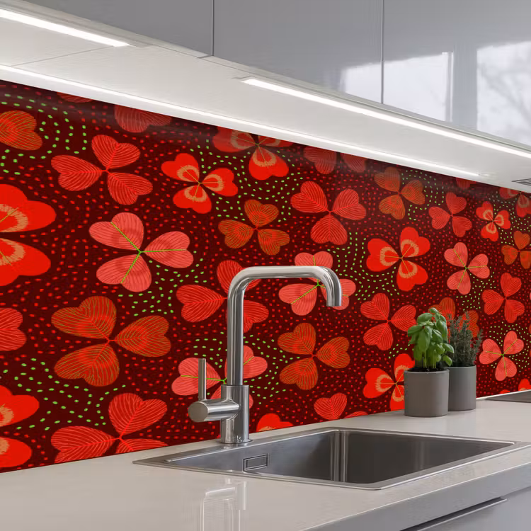 Kitchen splashback - Pattern - Clover - Red — 2