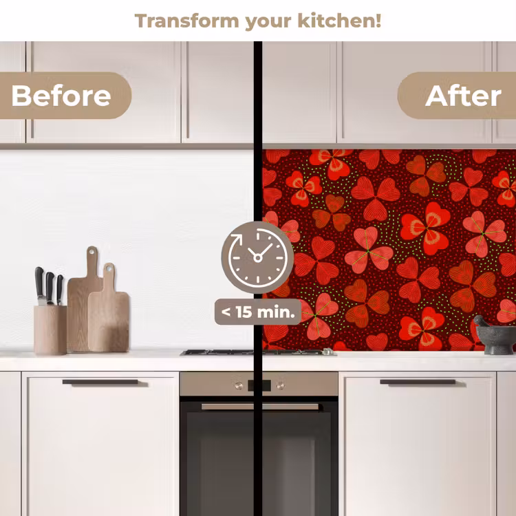 Kitchen splashback - Pattern - Clover - Red — 3
