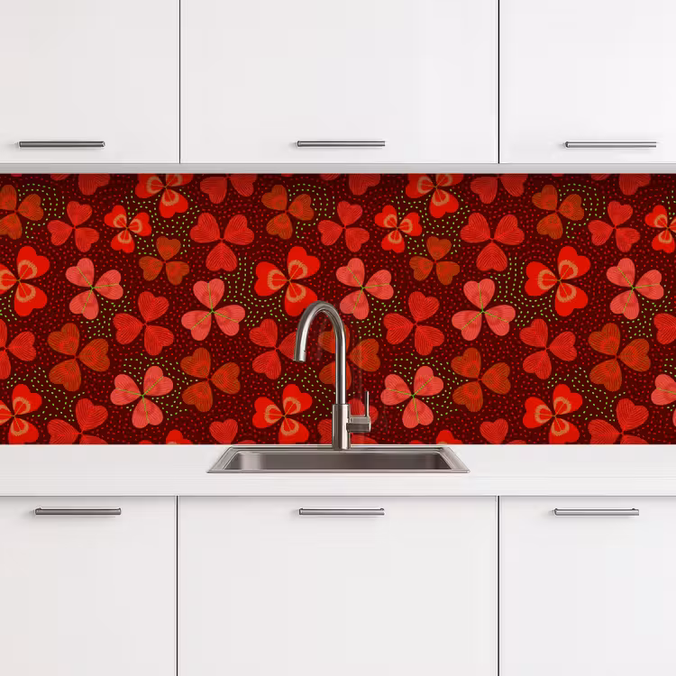 Kitchen splashback - Pattern - Clover - Red — 4