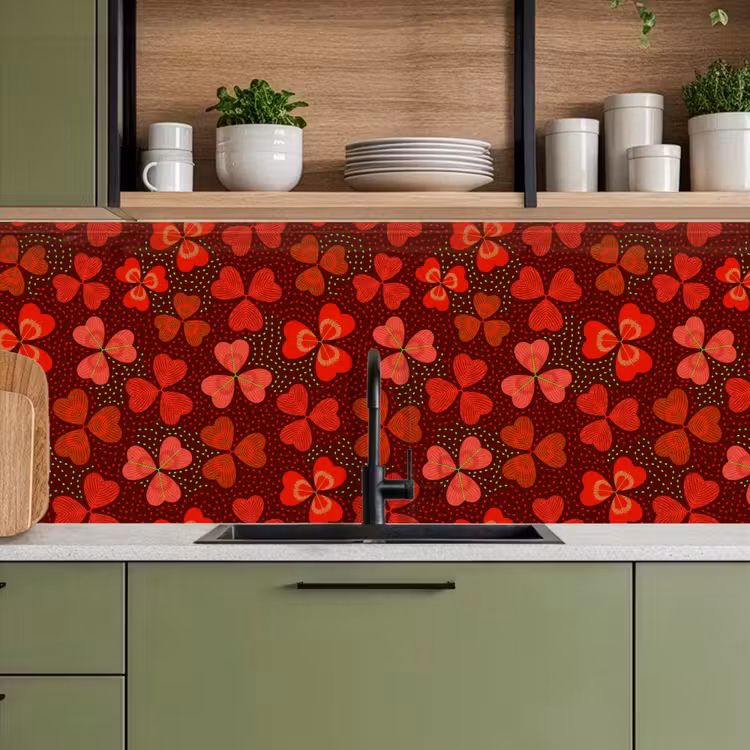 Kitchen splashback - Pattern - Clover - Red — 8