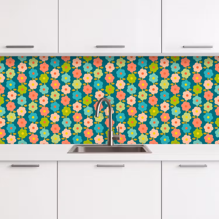 Kitchen splashback - Pattern - Flowers - Retro - 70s — 4