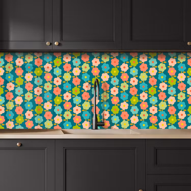 Kitchen splashback - Pattern - Flowers - Retro - 70s — 6