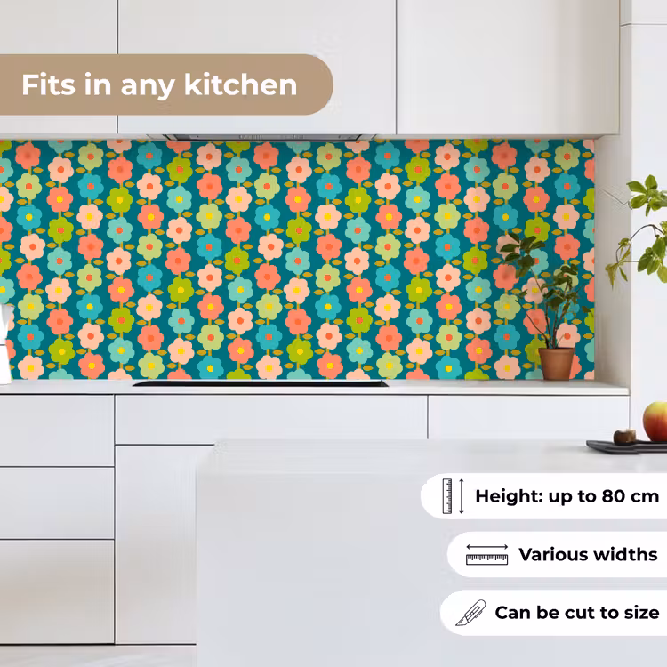 Kitchen splashback - Pattern - Flowers - Retro - 70s — 7
