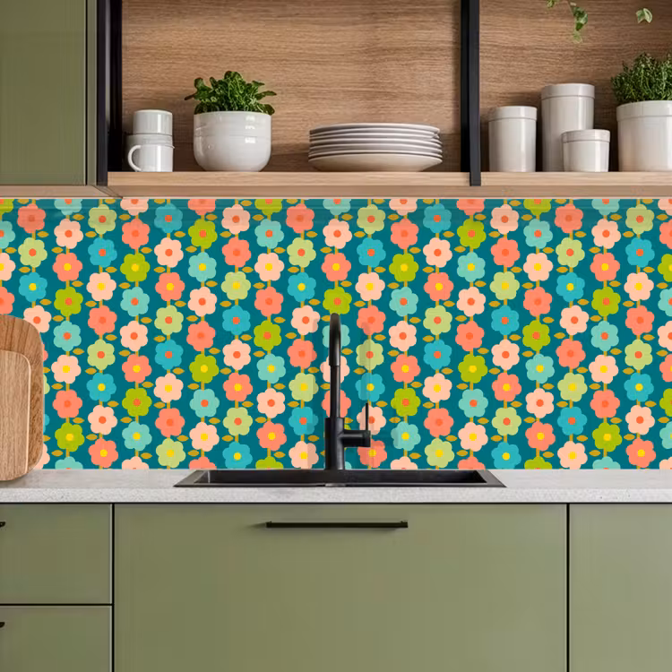Kitchen splashback - Pattern - Flowers - Retro - 70s — 8